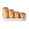 Set lumânări cilindru advent scară, Ø50 x 70/80/100/120mm - Auriu metalizat