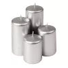 Set lumânări cilindru advent scară, Ø50 x 70/80/100/120mm - Argintiu metalizat