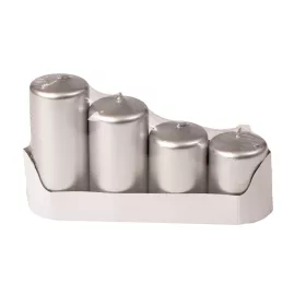   Set lumânări cilindru advent scară, Ø50 x 70/80/100/120mm - Argintiu metalizat