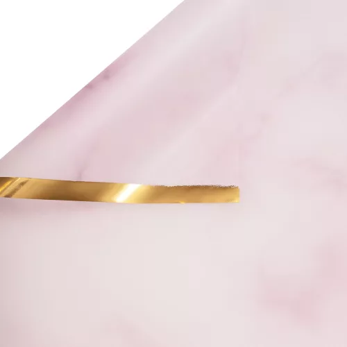 Foaie folie model marmură cu margine aurie 57 x 57cm, 20buc. - Roz deschis