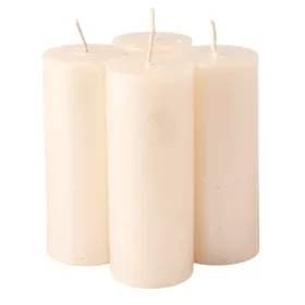   Set lumânări advent rustice metalizate, 10 x 4cm - Perlat alb