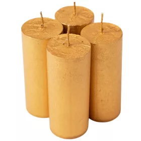 Set lumânări advent rustice metalizate, 10 x 4cm - Auriu