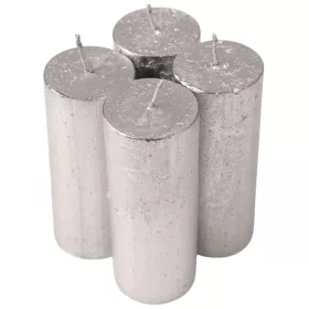   Set lumânări advent rustice metalizate, 10 x 4cm - Argintiu