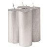 Set lumânări advent rustice metalizate 10 x 4cm - Argintiu