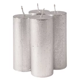   Set lumânări advent rustice metalizate, 10 x 4cm - Argintiu