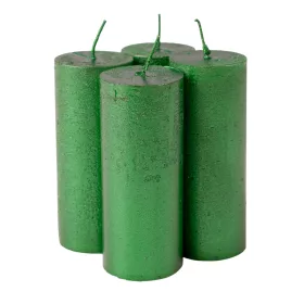   Set lumânări advent rustice metalizate, 10 x 4cm - Verde închis