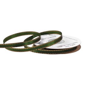   Panglică satinată cu margine aurie 6mm x 20m - Verde închis