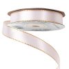 Panglică satinată cu margine aurie 16mm x 20m - Alb