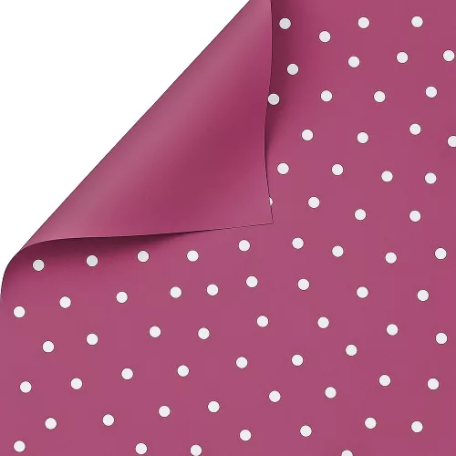 Foaie din folie cu buline mici 58 x 58 cm, 20 buc. - Roz închis