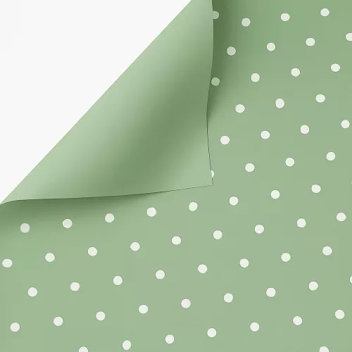 Foaie din folie cu buline mici 58 x 58 cm, 20 buc. - Verde salvie