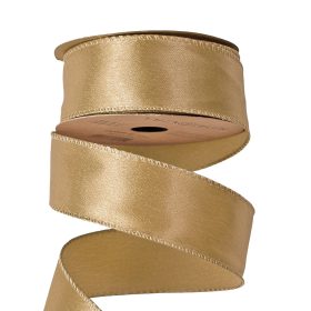   Panglică satinată lucioasă cu margine sârmă 38mm x 5m - Auriu