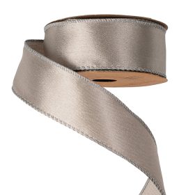  Panglică satinată lucioasă cu margine sârmă 38mm x 5m - Argintiu