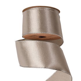   Panglică satinată lucioasă cu margine sârmă 63mm x 5m - Argintiu