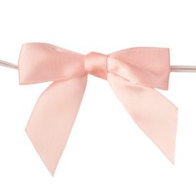   Fundă din panglică satinată, aprox. 9 x 7cm, cu fir metalic pe spate, 10 buc. - Roz pudrat