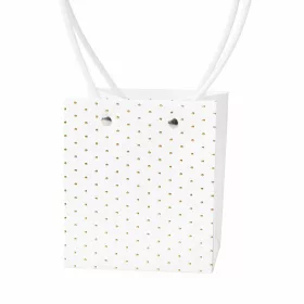   10 buc. Sacoșă cadou cu flori embosate 11.5(î) x 11.5(l) x 13(a) cm - Alb