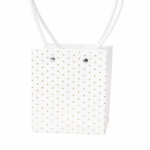 10 buc. Sacoșă cadou cu flori embosate 11.5(î) x 11.5(l) x 13(a) cm - Alb