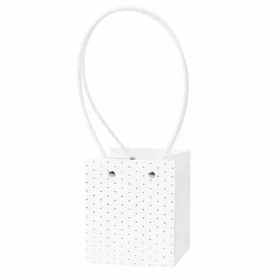   10 buc. Sacoșă cadou cu flori embosate 11.5(î) x 11.5(l) x 13(a) cm - Alb