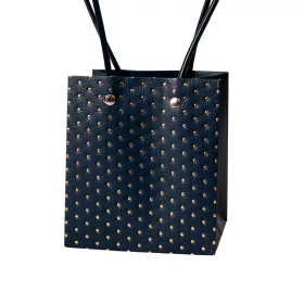   10 buc. Sacoșă cadou cu flori embosate 11.5(î) x 11.5(l) x 13(a) cm - Albastru marin