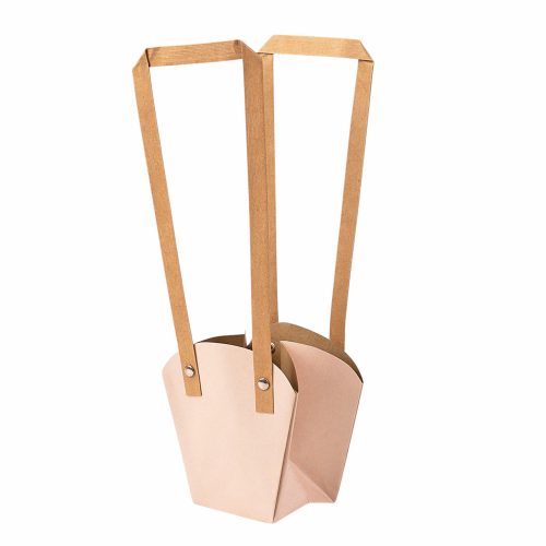 Set 10 pungi kraft pentru flori 12 x 11 x 7cm - Roz închis