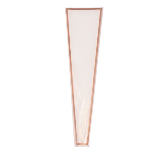 Pungi din Hartie pentru flori cu ramă rose gold 12.5 cm x 4 cm x 45 cm, 50 buc. - Alb