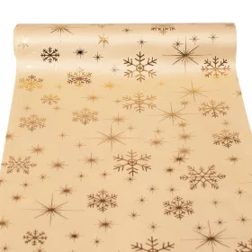   Material decorativ de Crăciun din catifea, alergător de masă, 28cm x 2.7m - Crem