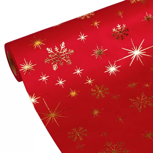 Material decorativ de Crăciun din catifea, alergător de masă, 28cm x 2.7m - Roșu intens