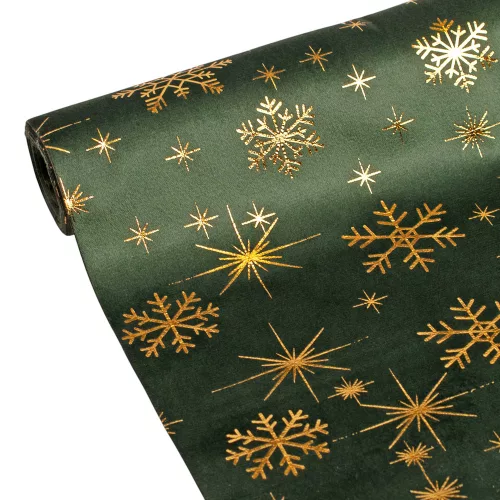 Material decorativ de Crăciun din catifea, alergător de masă, 28cm x 2.7m - Verde închis