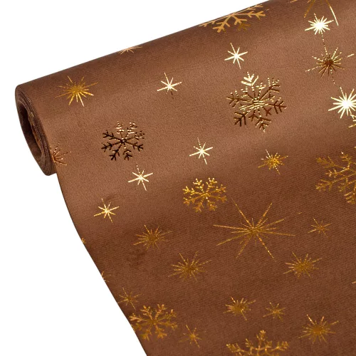 Material decorativ de Crăciun din catifea, alergător de masă, 28cm x 2.7m - Maro